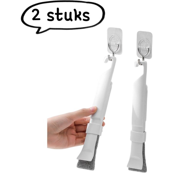 Set 2 piese perie si racleta curatare, alb, compact