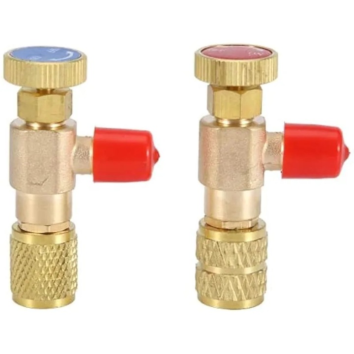 2 db 1/4 hüvelykes hűtőközeg biztonsági adapter készlet, áramlásszabályozással, légkondicionálóhoz, fém