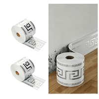 Set 2 plinta, AFKSMILE, Instalare autoadeziva, Impermeabil si rezistent la umiditate, Rezistent la zgarieturi si la uzura, Pentru protejarea sau decorarea peretilor apartamentului, bucatariei si baii, PVC, 500*10cm, Alb/Argintiu