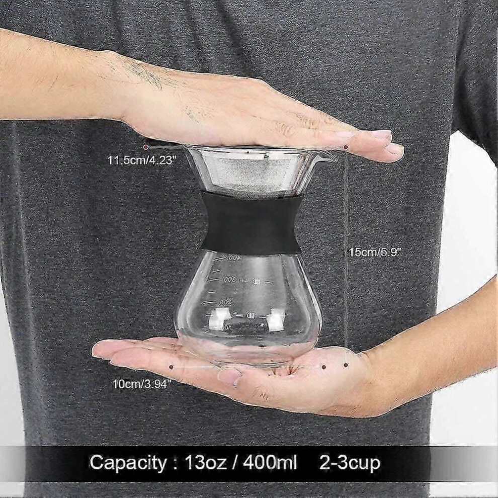 Cafetiera manuala, sticla borosilicata, filtru inox permanent, 401ml