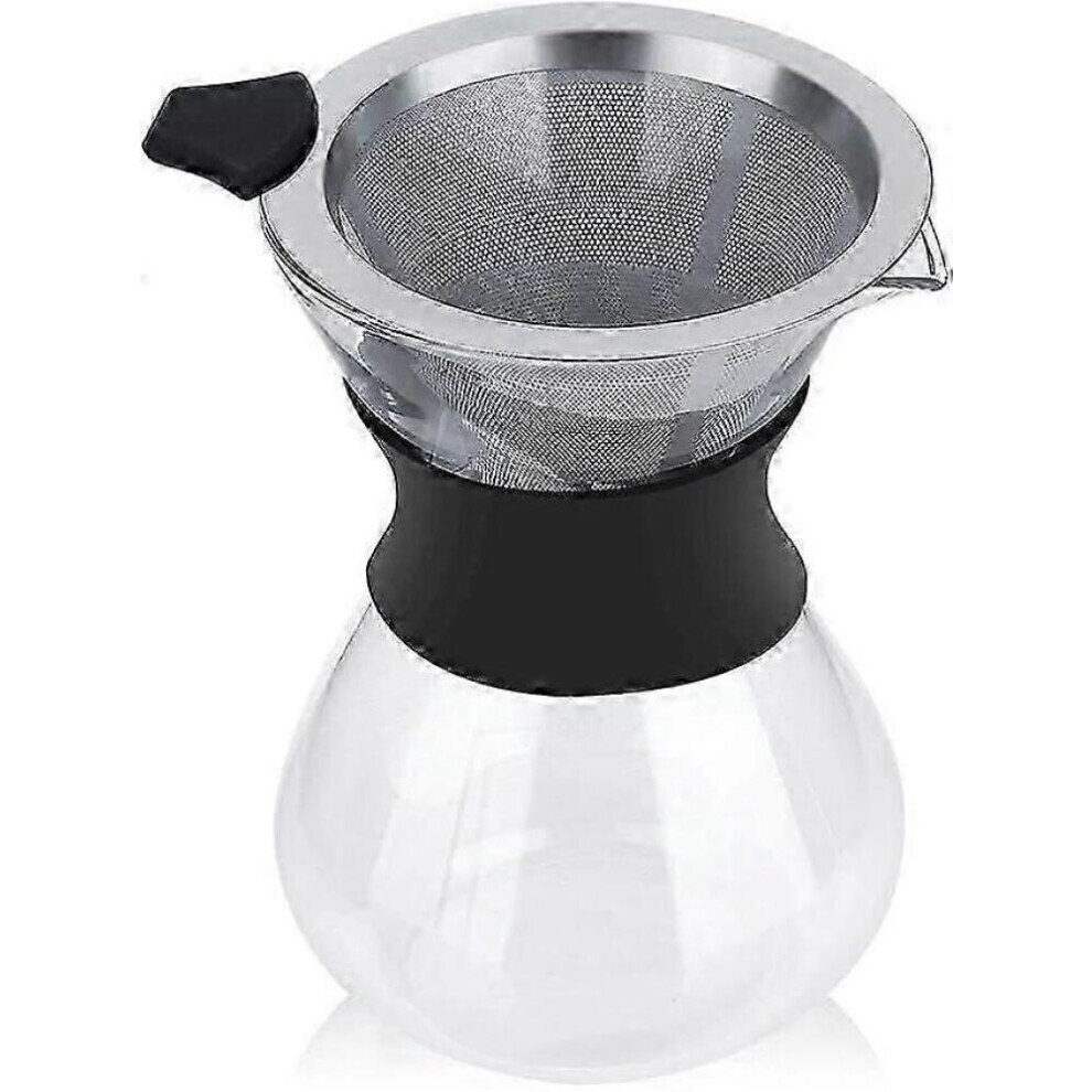 Cafetiera manuala, sticla borosilicata, filtru inox permanent, 401ml
