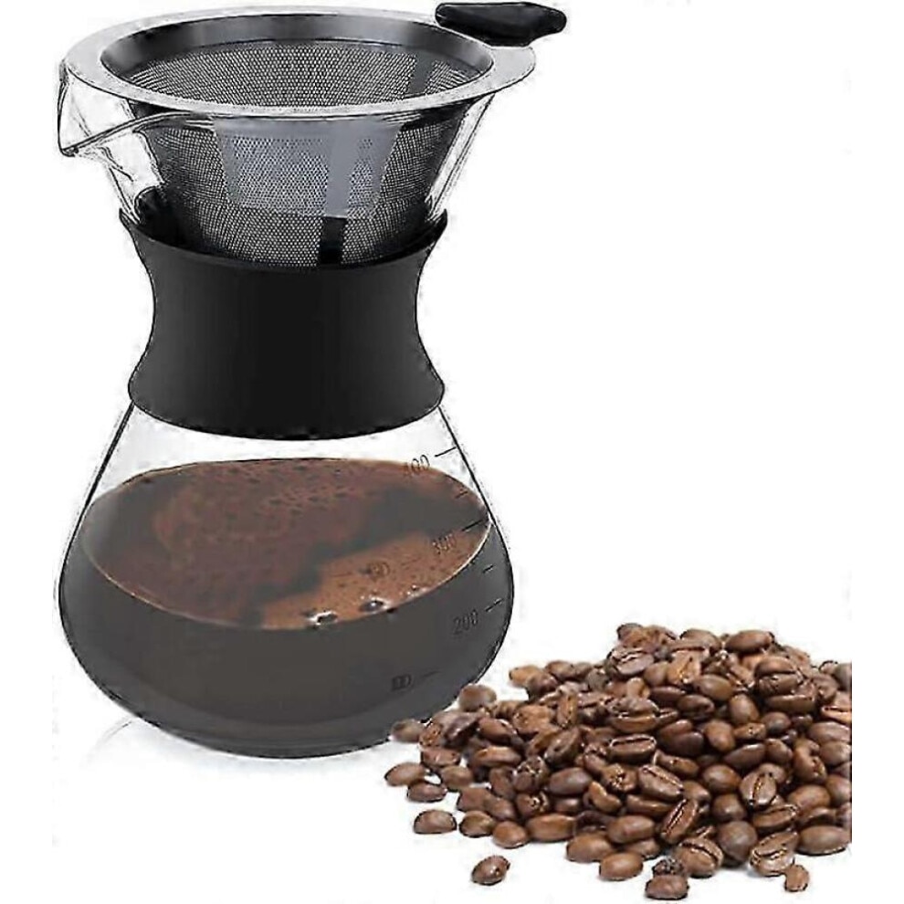 Cafetiera manuala, sticla borosilicata, filtru inox permanent, 401ml
