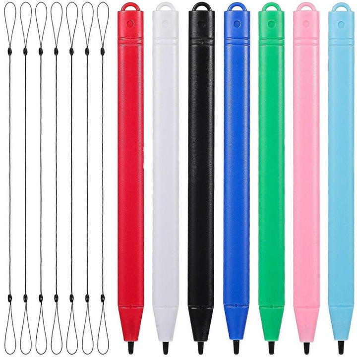 Set 7 stylus pentru ecrane tactile, plastic, multicolor, 12x1x1cm, cu cordon