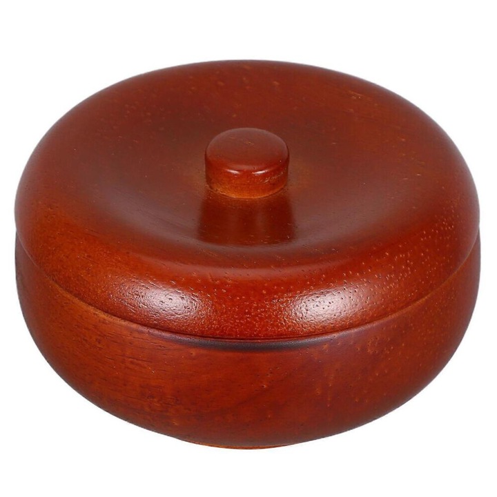 Bol sapun ras, lemn, maro, 9.8x9.8x5.3cm, capac protector