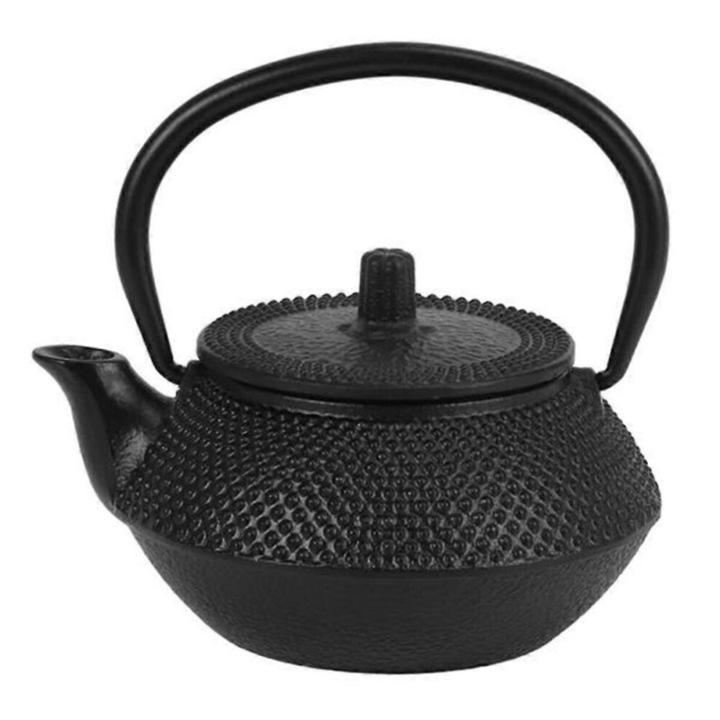 Öntöttvas teáskanna rozsdamentes acél infúzorral, 300ml, fekete, 6.5x11.5cm