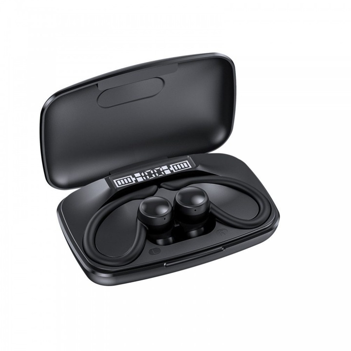 Vezeték nélküli sport Bluetooth 5.3 fülhallgató, 120 óra üzemidő, fekete