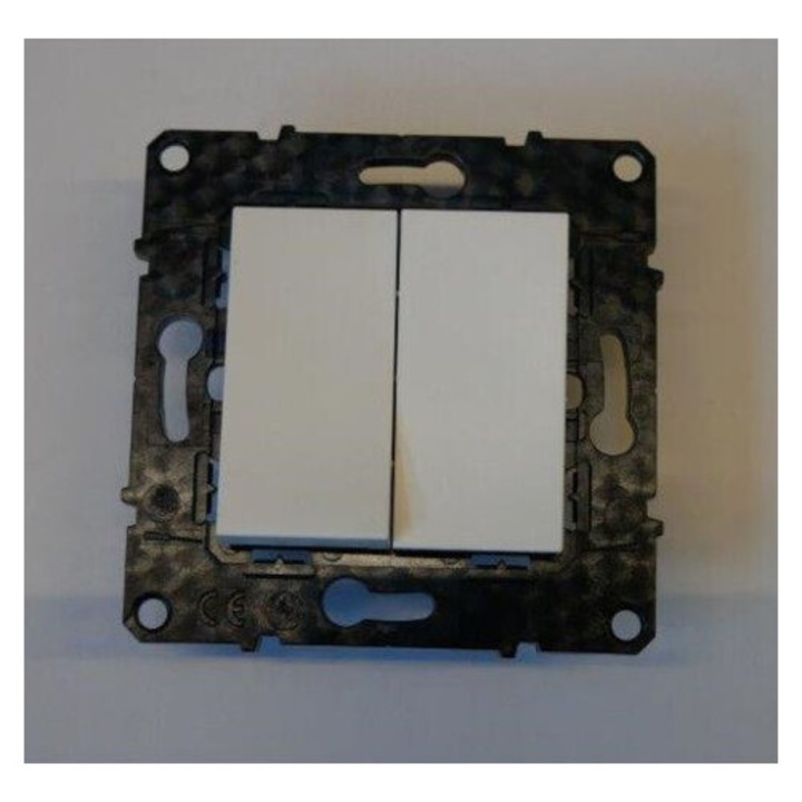 Fehér dupla váltókapcsoló 73x73mm 10A beltéri