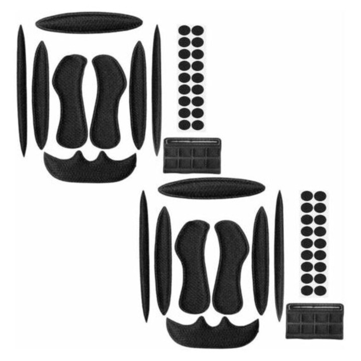 Set 2 captuseli universale pentru casca, burete negru, 9 piese, 18 puncte prindere