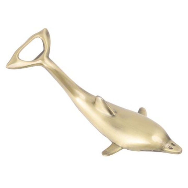 Fém sörnyitó, delfin modell, kompakt, ellenálló, ezüst, 163g