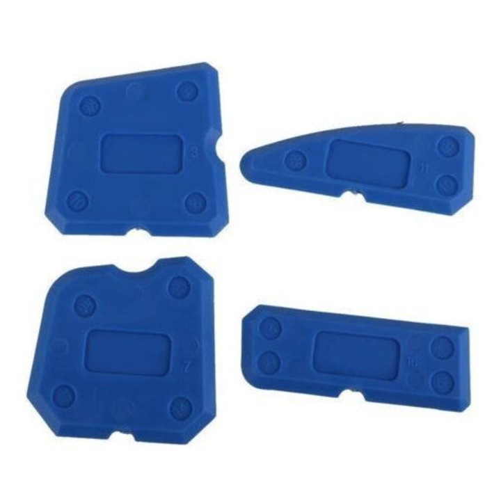 Set 4 unelte silicon pentru etansare si curatare, albastru