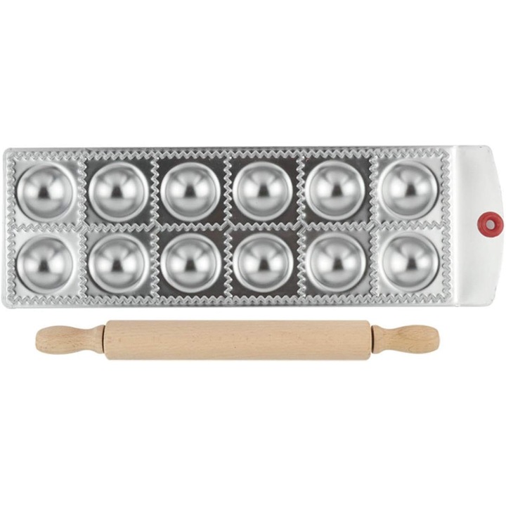 Set 2 Taietoare Ravioli Inox cu Sucitor - Forme Paste si Galuste