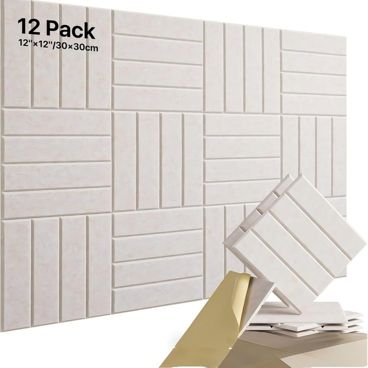 12 darab öntapadós filc panel készlet, világosbarna, 30x30x0.9cm, hangszigetelés