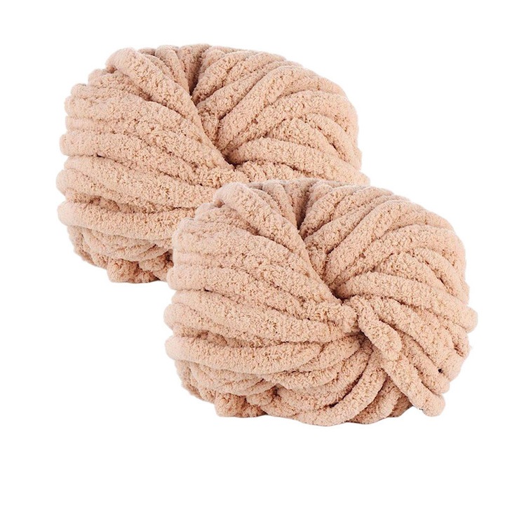 Vastag kötőfonal, 2 gombolyag, 500g, világos khaki, 20-25mm átmérő