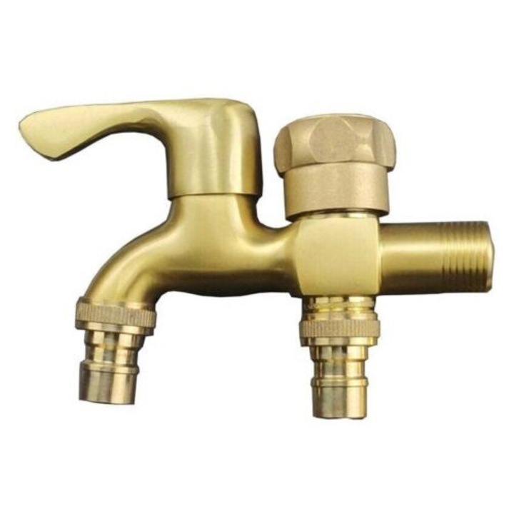 Kültéri dupla csap sárgaréz 13x8,5cm sárga