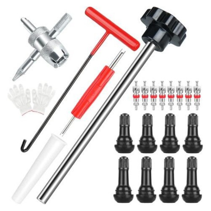 Kit scule valve roti 22 piese metal-plastic, TR413 TR414, universal