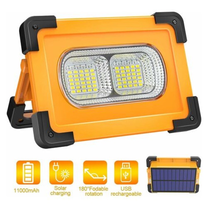 LED munkalámpa 80W, 10000mAh, hordozható, fehér, 180° állítható