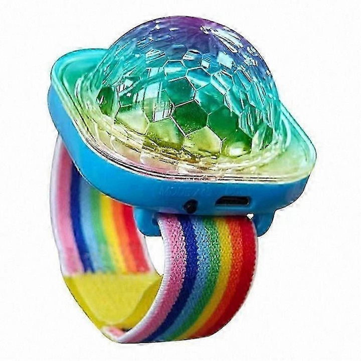 Bratara LED cu efecte disco, reincarcabila, sunet activat, multicolor, 5x3.8cm