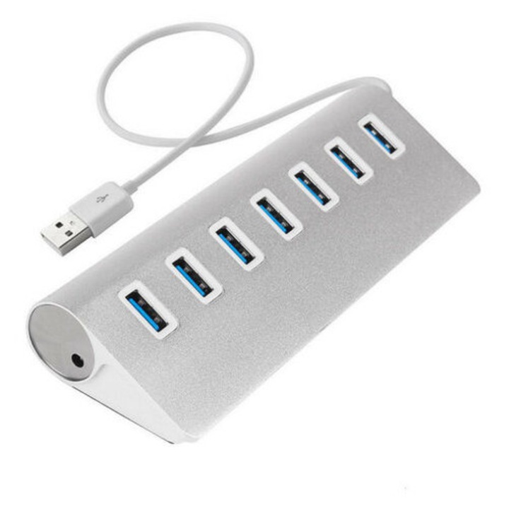 USB 3.0 Hub 7 portos alumínium kompakt 5V 4A