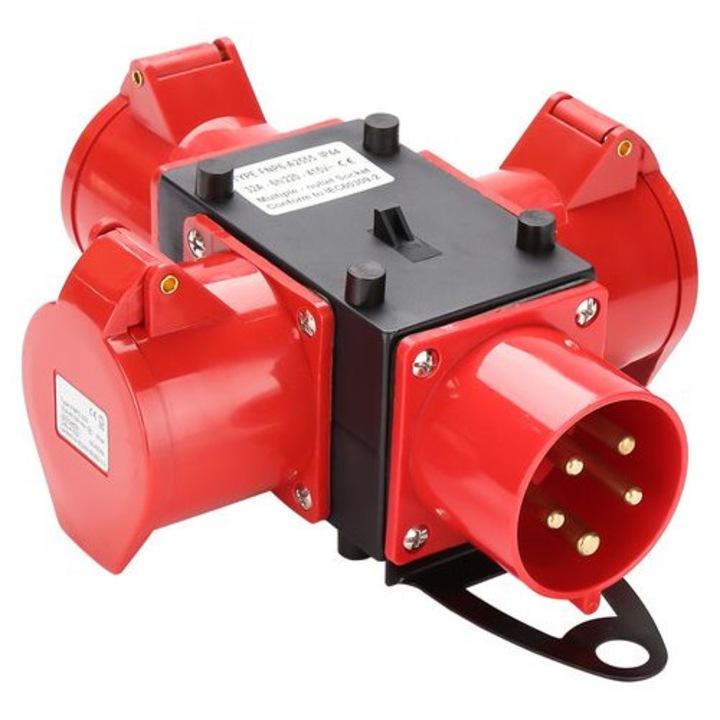 Distribuitor curent 3xCEE 400V 32A 5 poli IP44 26x20x9.5cm