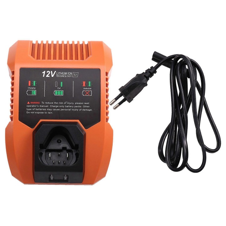 Incarcator baterie Li-Ion 12V 3A, compatibil AEG RidGid, EU plug, plastic