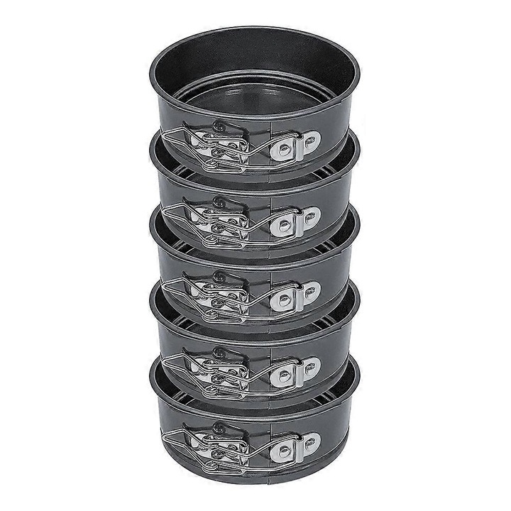 Set 5 tavi rotunde copt, otel carbon, negru, 11x11x5cm, detasabile