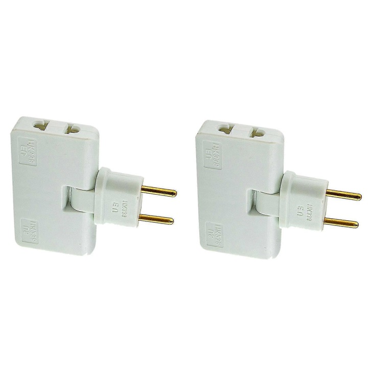 Adaptor priza rotativ EU 3-in-1 model CJ-F-K0204-20260826-4132, 1500W 10A, 100–240V, alb, set 2 bucati