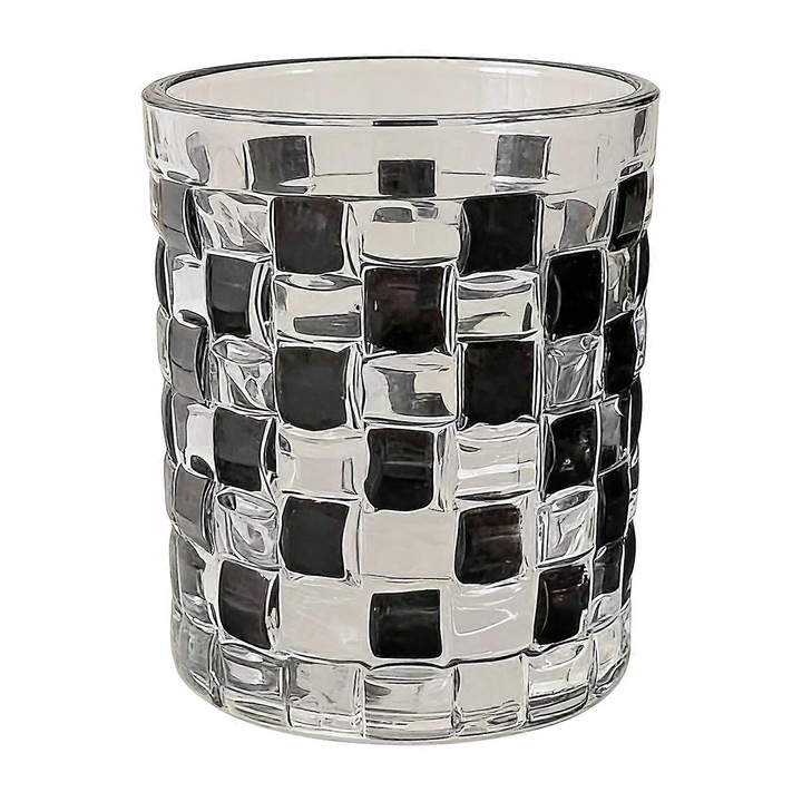 Többszínű mozaik üveg pohár 8x9cm 270ml