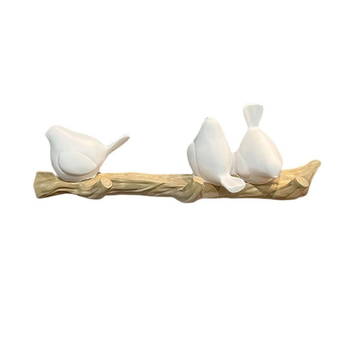 Fali akasztó, madár design, gyanta, strapabíró, 31x5.5x10.5cm