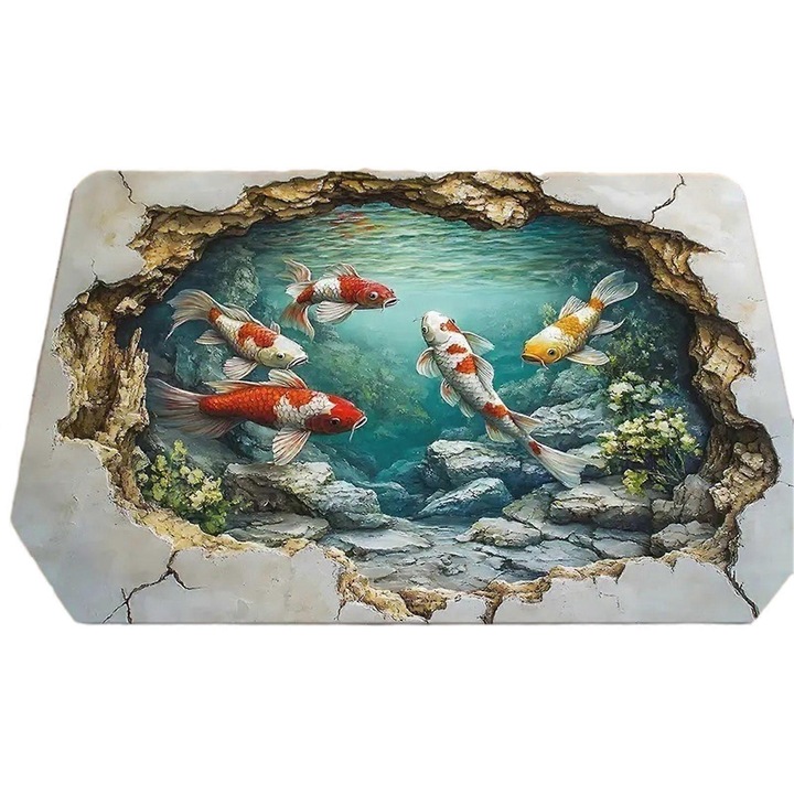 3D optikai illúziós padlószőnyeg, csúszásgátló, 120x80cm, többszínű