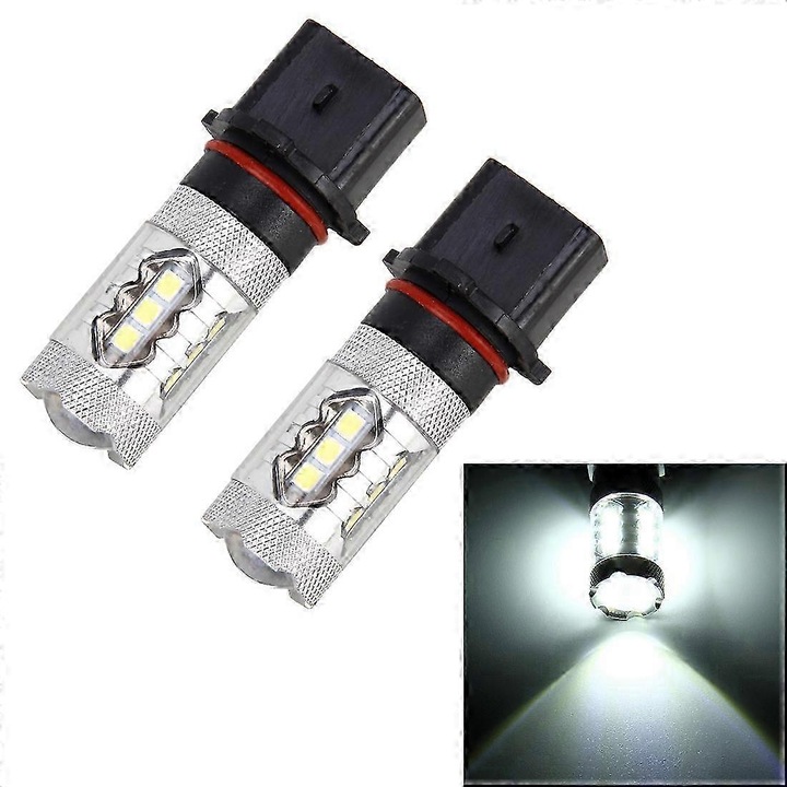 2 db P13W 12V 5W 16 LED fehér ködlámpa izzó készlet