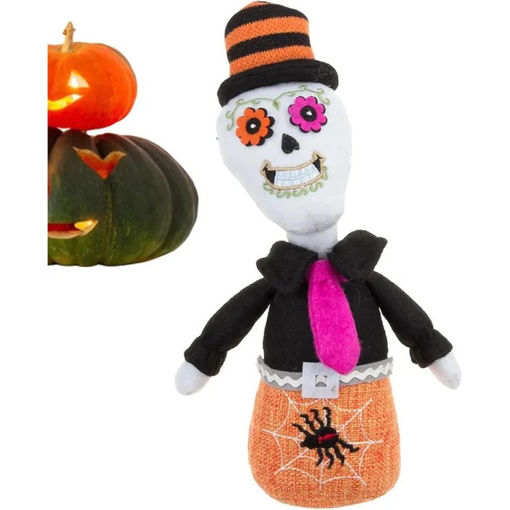 Halloween plüss játék, csontváz boszorkány tök baba, puha, 30x20cm