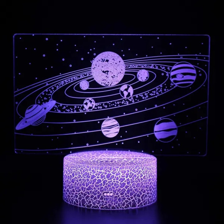 3D optikai illúzió éjjeli lámpa, színváltós LED, akril, 16 szín, 20x15cm