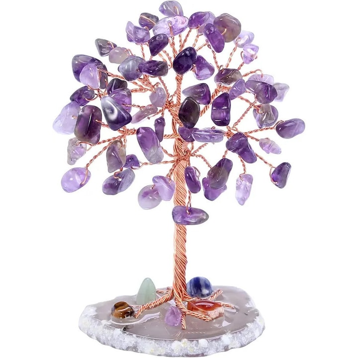 Copac Feng Shui din ametist, cristale, 20x15cm, decor interior