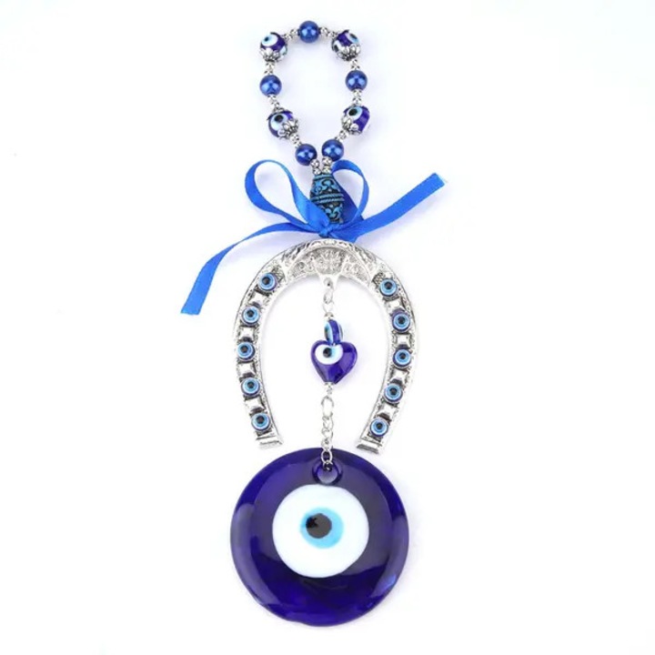 Amuleta decorativa, talisman, protectie, albastru, 13.5x9x1cm