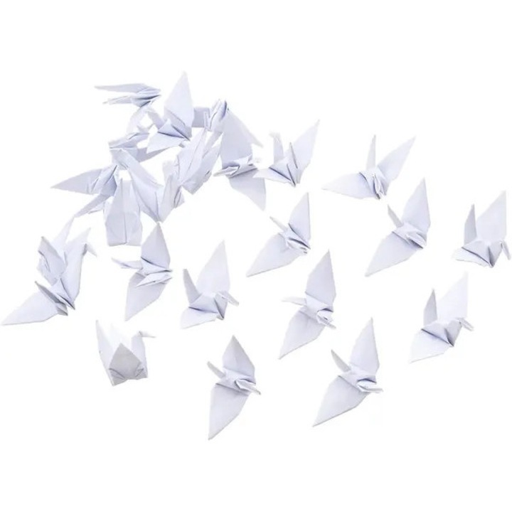 Fehér papír origami füzér 7.5x7.5cm 100 db-os szett