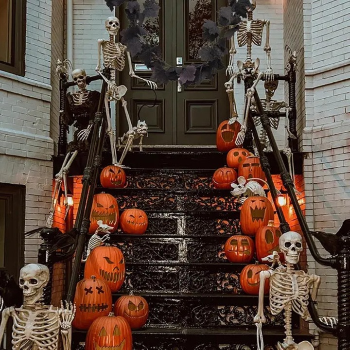 Halloween dekoratív füzér 175cm fekete mű juharlevél akasztós beltéri