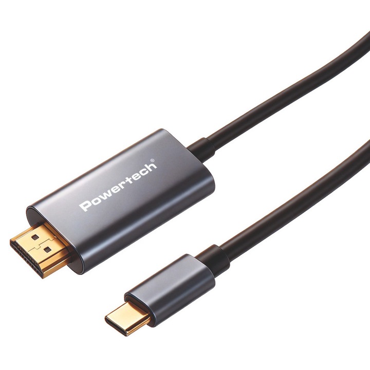Cablu USB-C към HDMI Powertech PTR-0209, 4K30Hz, 10Gbps, 1м, черен