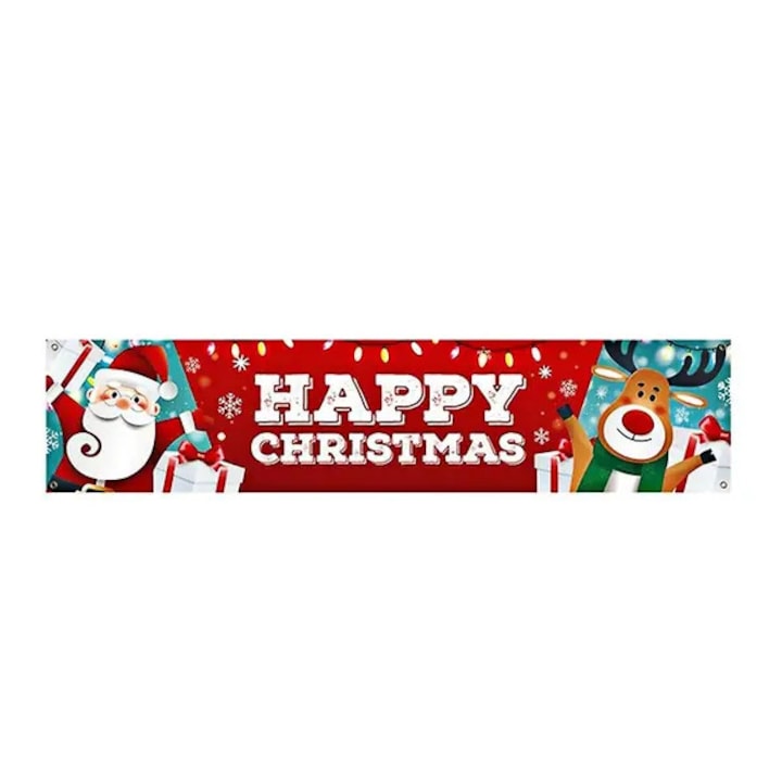 Karácsonyi dekoratív banner, God Jul felirattal, poliészter, 0.4x1.8m
