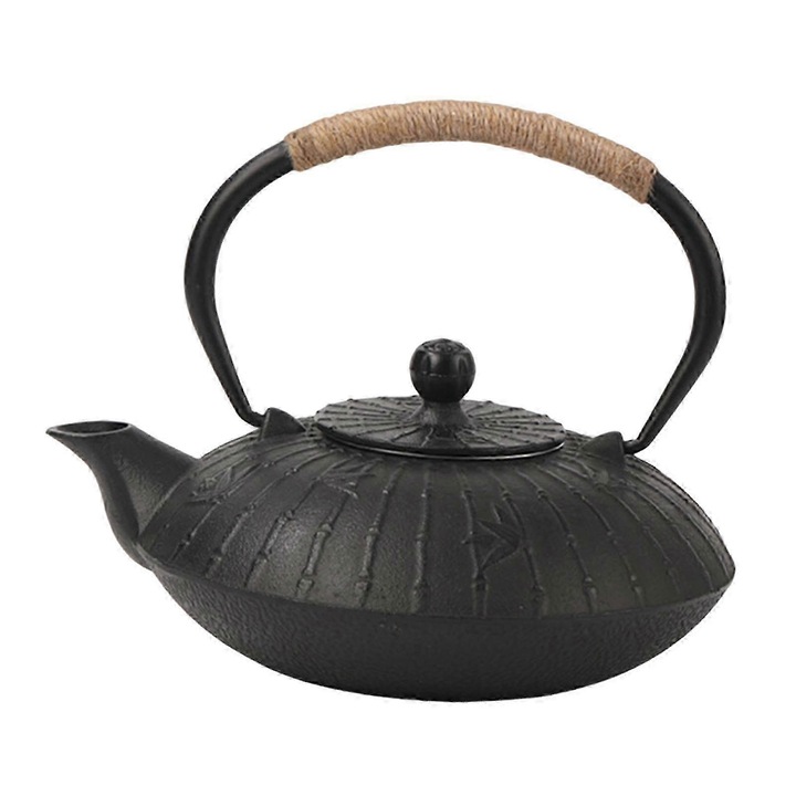 Öntöttvas teáskanna 800ml ergonomikus infúzorral, fekete 17x15cm