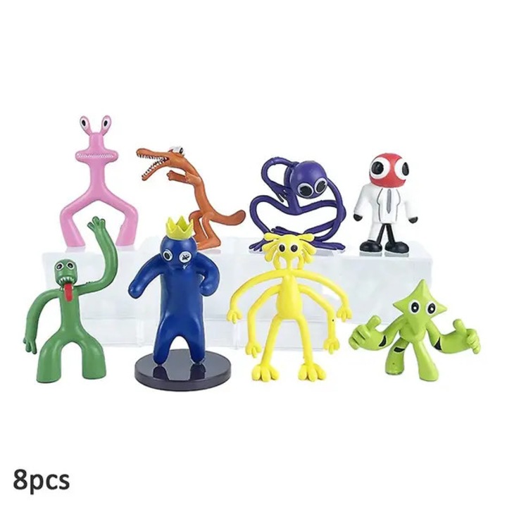 8 db-os PVC figura készlet, többszínű, 6-9 cm, gyerek dekoráció, iroda