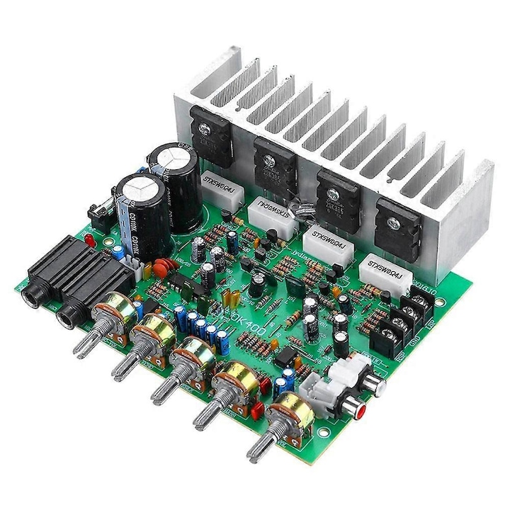 Audio erősítő 250W, PT2399 reverb, 2 csatornás, fekete, 15.8x16.7x4.2cm