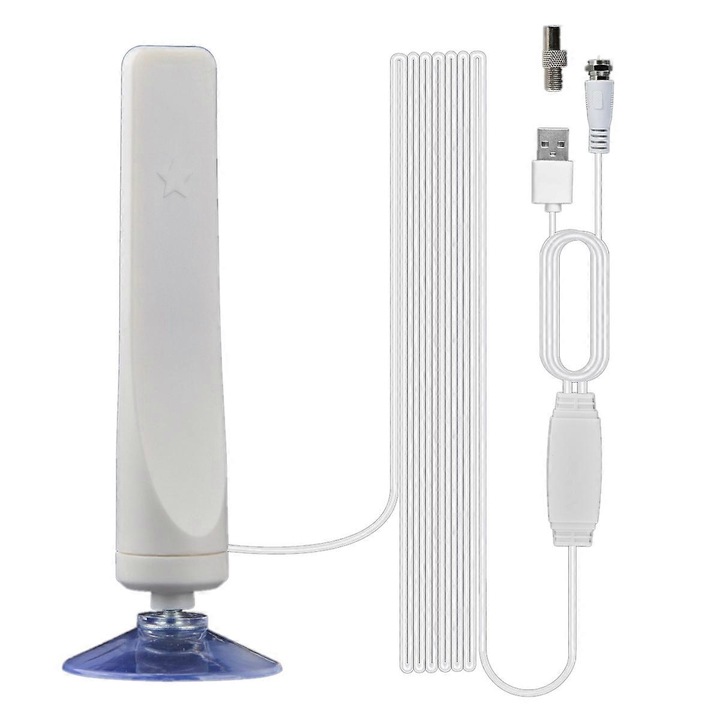 Digitális beltéri TV antenna 50 mérföld hatótávolság, fehér 60x150mm