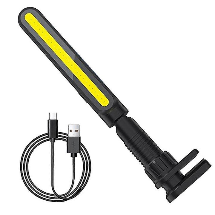 Mágneses hordozható LED munkalámpa, 750LM, fekete, 260g, 18650 2200mAh, összecsukható