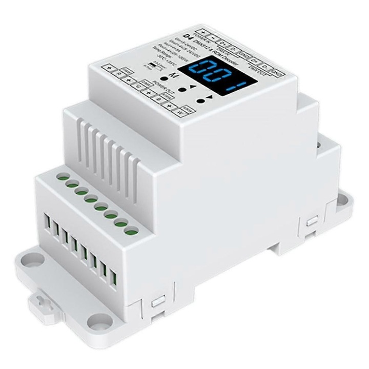 Decoder DMX512 4 canale, alb, 20.5A, 12-48V, 10x5x2cm