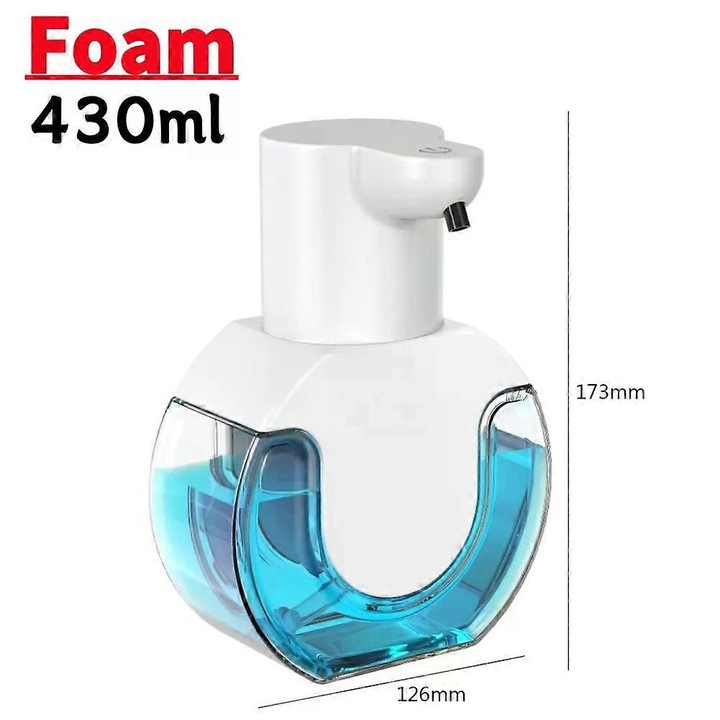 550 ml-es automata habszappan adagoló, infravörös érzékelővel, újratölthető, fehér