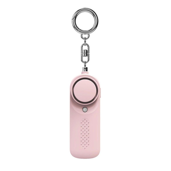 Лична аларма 130dB с LED светлина, розова 8.8x3.1x1.8cm