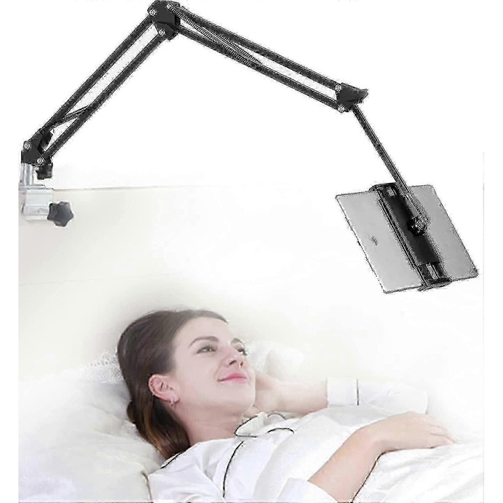 Suport reglabil tableta universal, pliabil, aluminiu, 110x5.5cm, negru