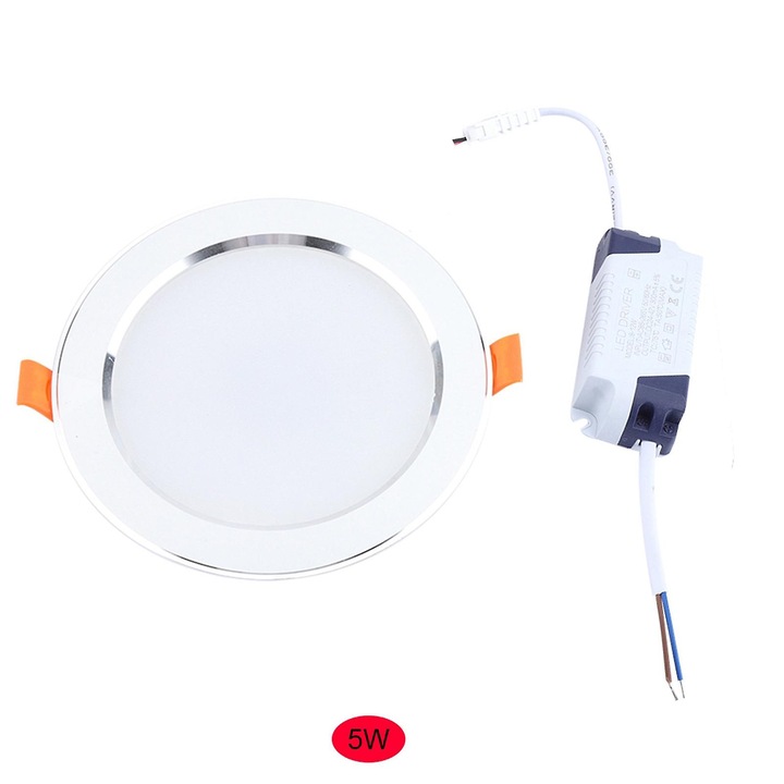 Plafoniera LED 5W cu senzor de miscare, unghi larg, alb neutru, 108x85mm