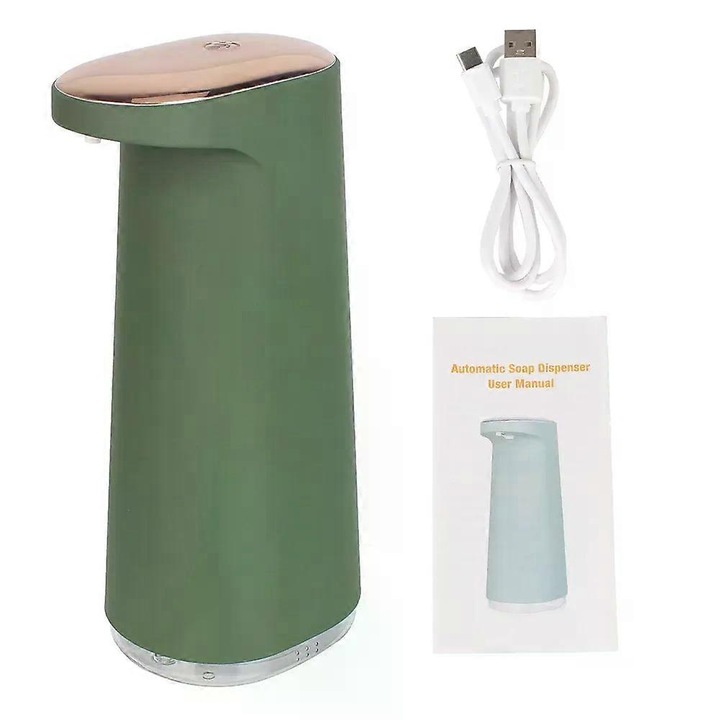 Automata habszappan adagoló 450ml fehér rózsaszín zöld USB újratölthető
