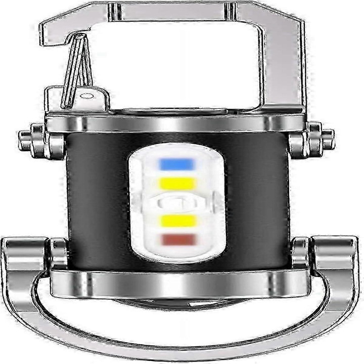 Lanterna LED reincarcabila mini, rosu-albastru, IPX4, 7x3x2cm